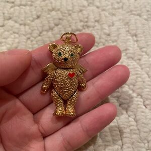 Signed Batya Bear Gold Tone Pin or Pendant Articulated Moving Arms Legs